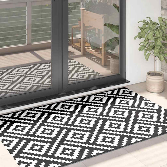 Outdoor rug ARAKIL white and black 120x180 cm PP