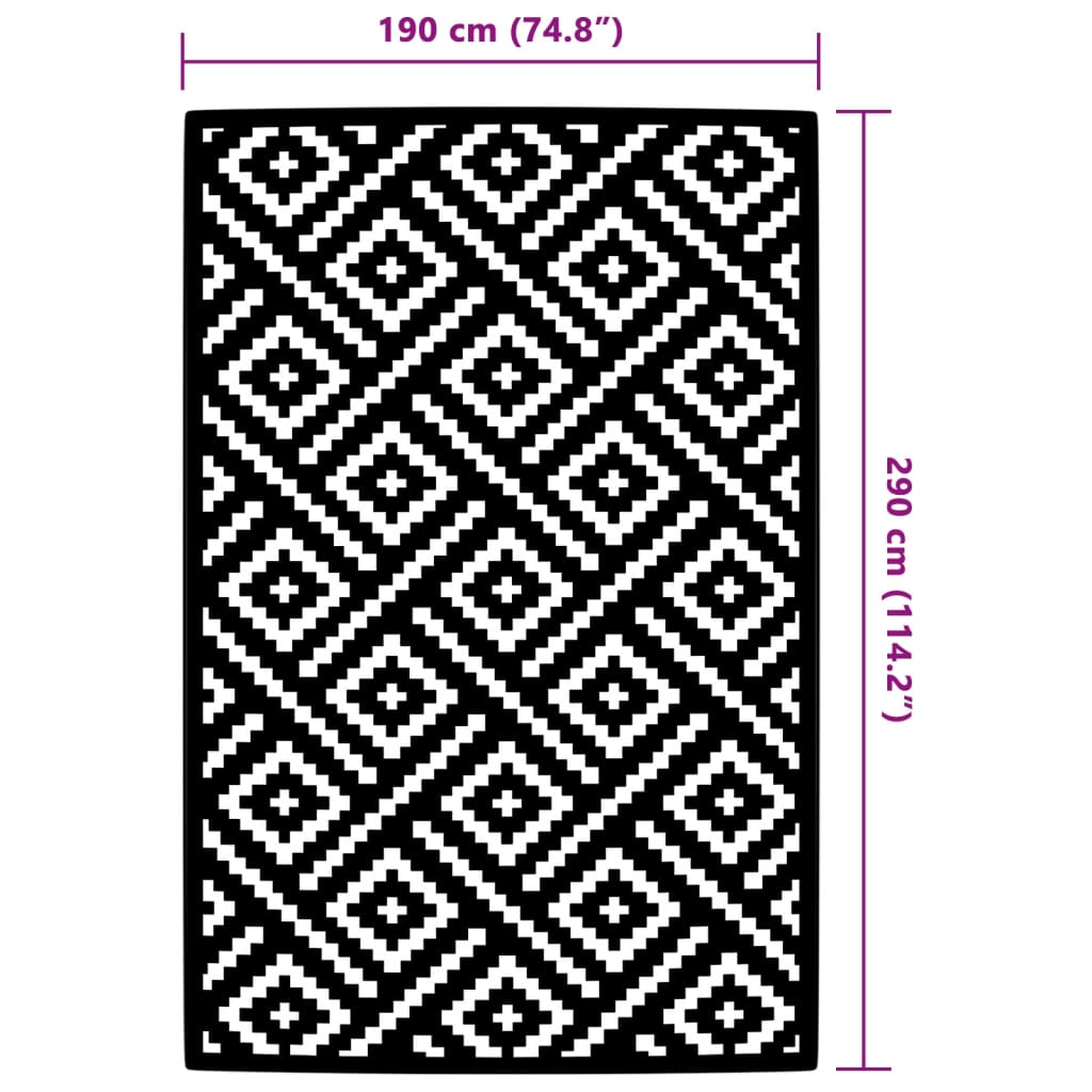 Outdoor rug ARAKIL white and black 190x290 cm PP