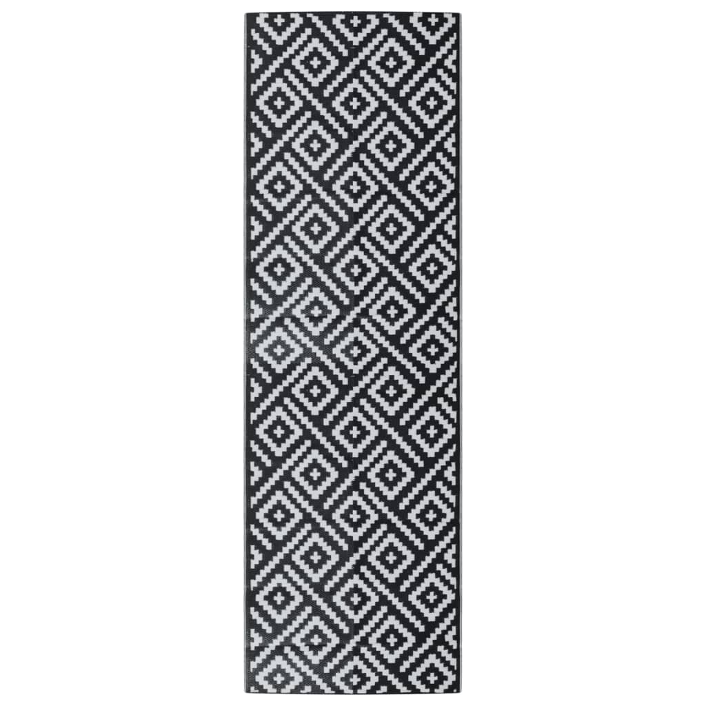 Outdoor-Teppich ARAKIL Weiß und Schwarz 80x250 cm PP