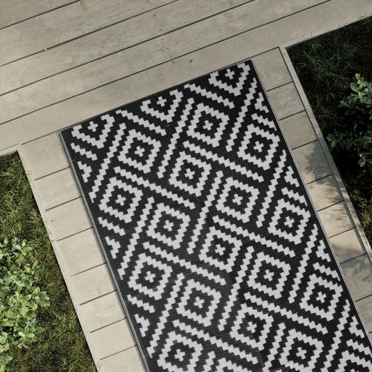 Outdoor-Teppich ARAKIL Weiß und Schwarz 80x250 cm PP