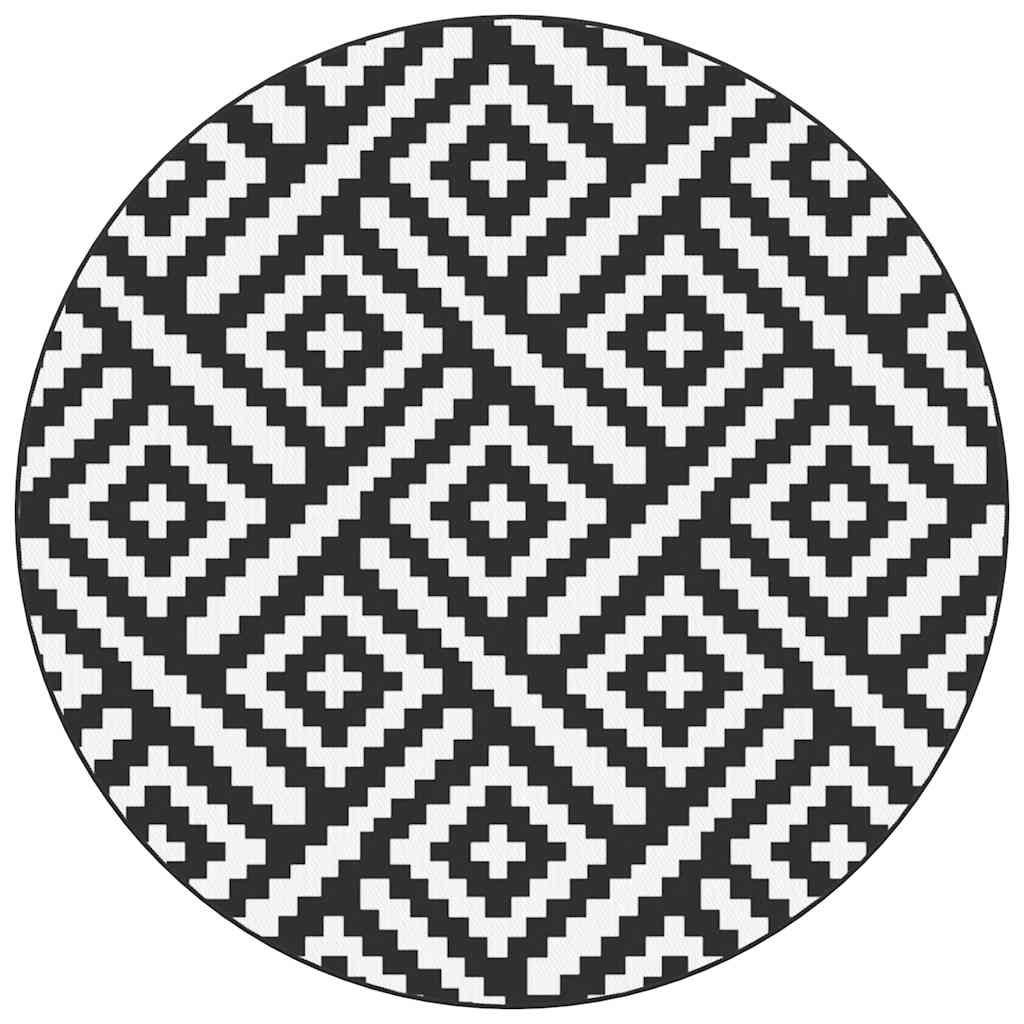 Outdoor-Teppich ARAKIL Weiß und Schwarz Ø120 cm PP