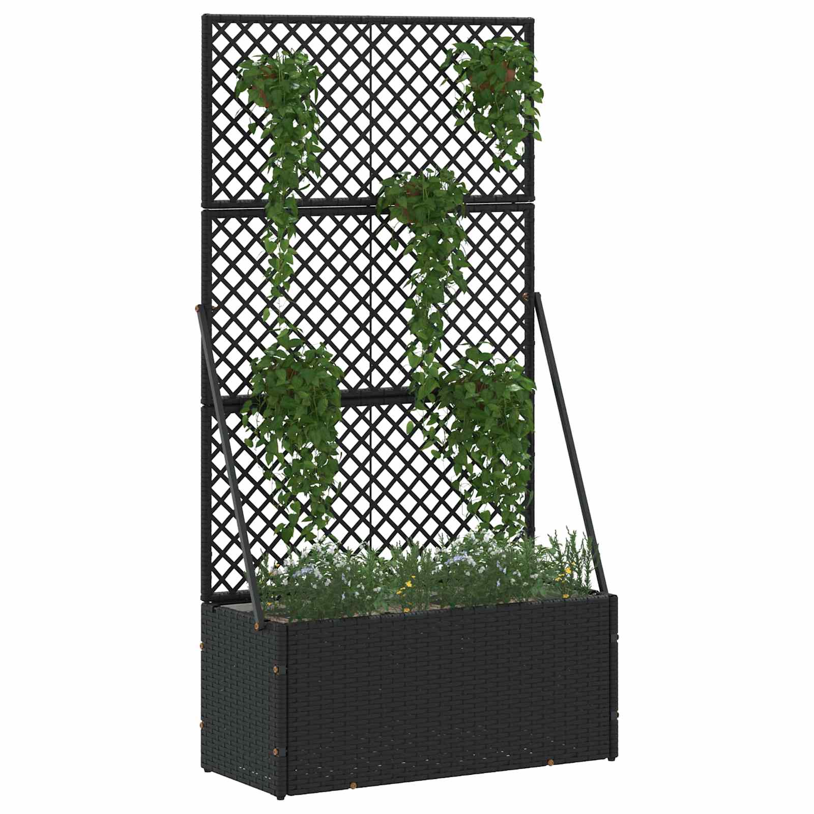 Garden Trellis Planter Schwarz 70 x 30 x 135 cm Metall