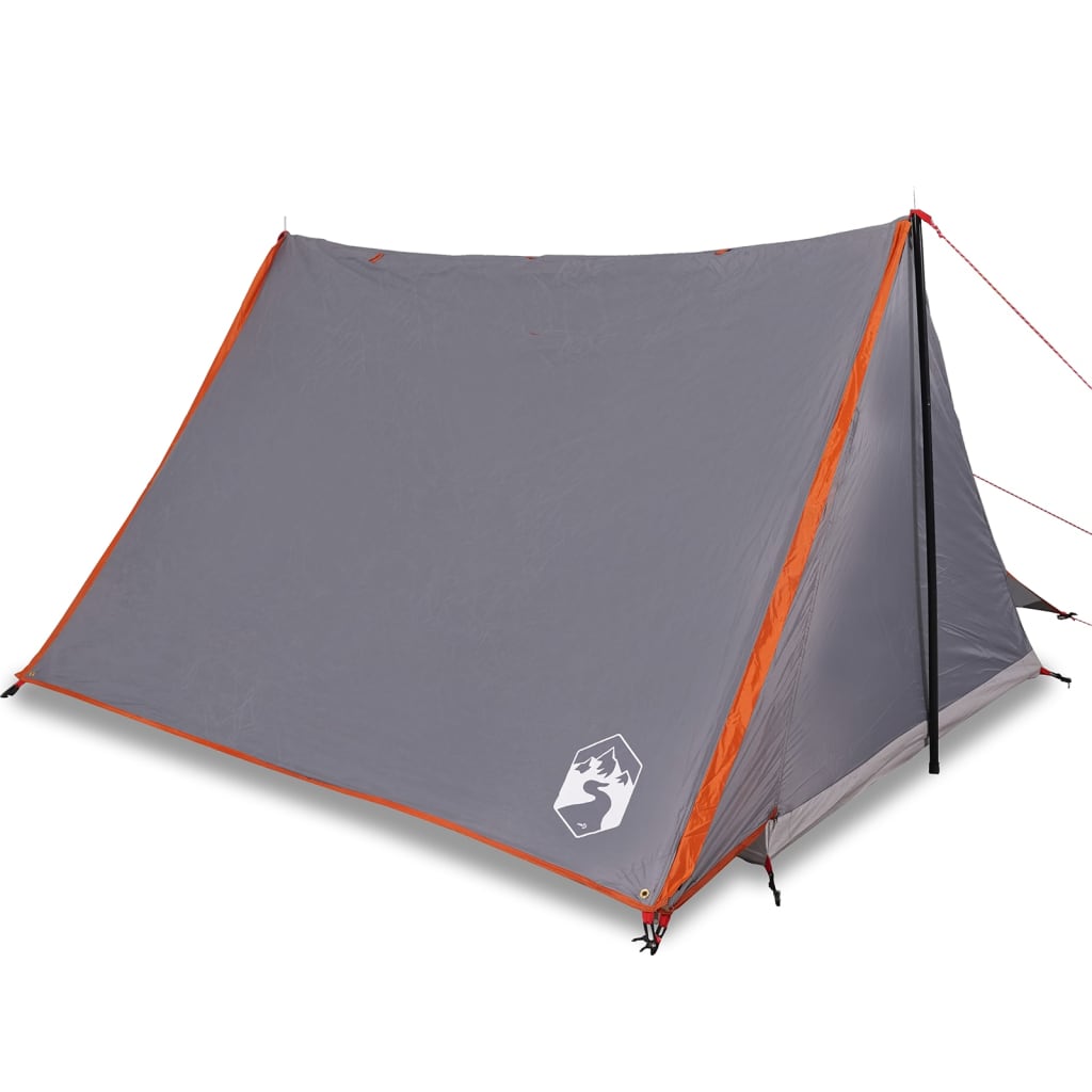 Tente de camping 2 personnes grise et orange imperméable