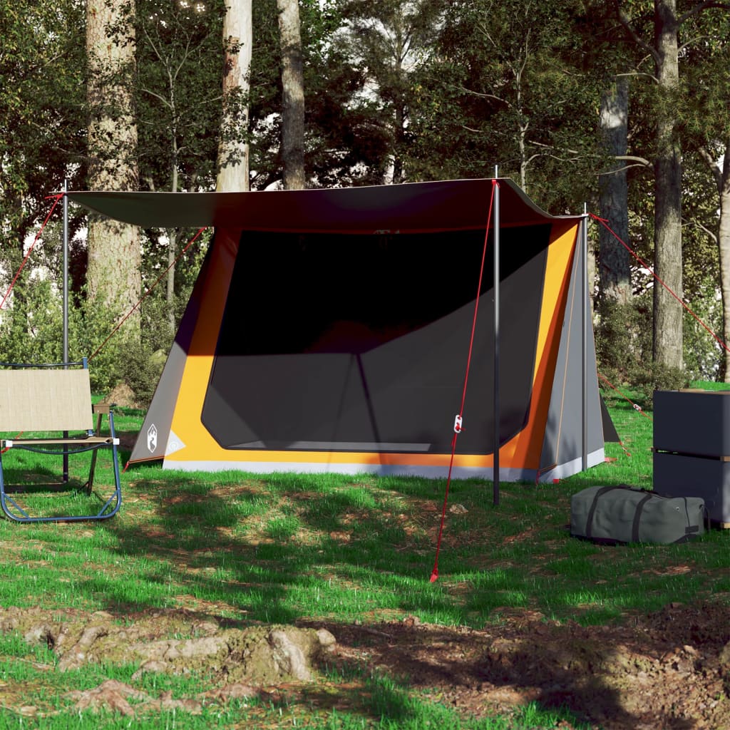 Tente de camping 2 personnes grise et orange imperméable