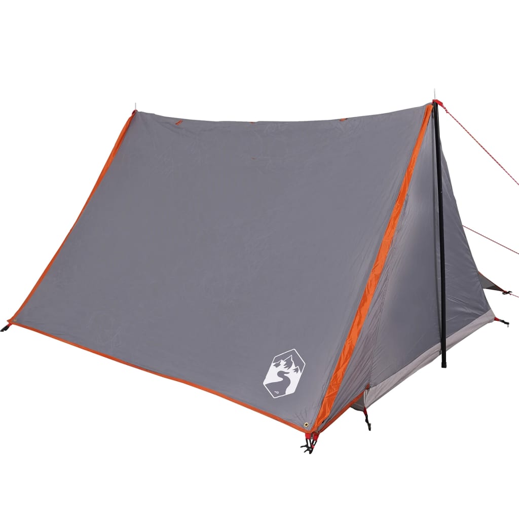 Tente de camping 2 personnes grise et orange imperméable