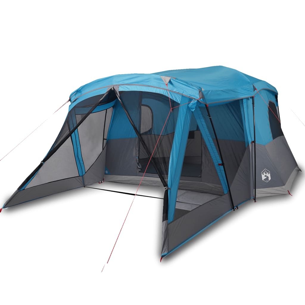 Tente de camping avec auvent 4 personnes bleue imperméable