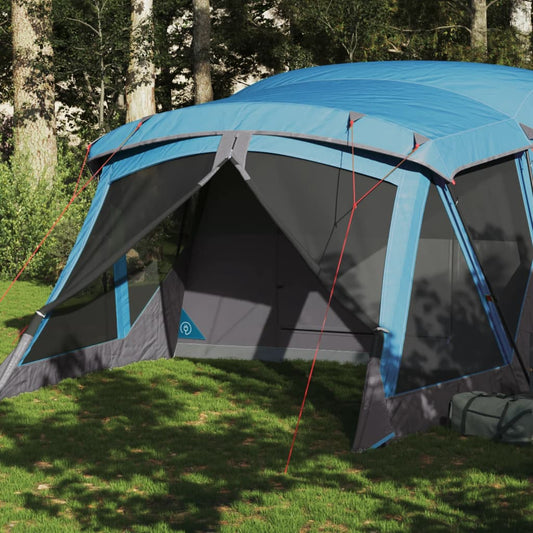 Tente de camping avec auvent 4 personnes bleue imperméable