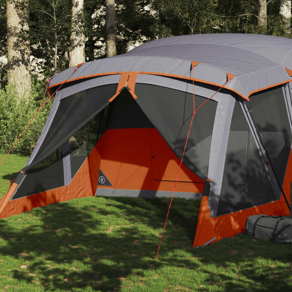 Tente de camping avec auvent 4 personnes orange imperméable