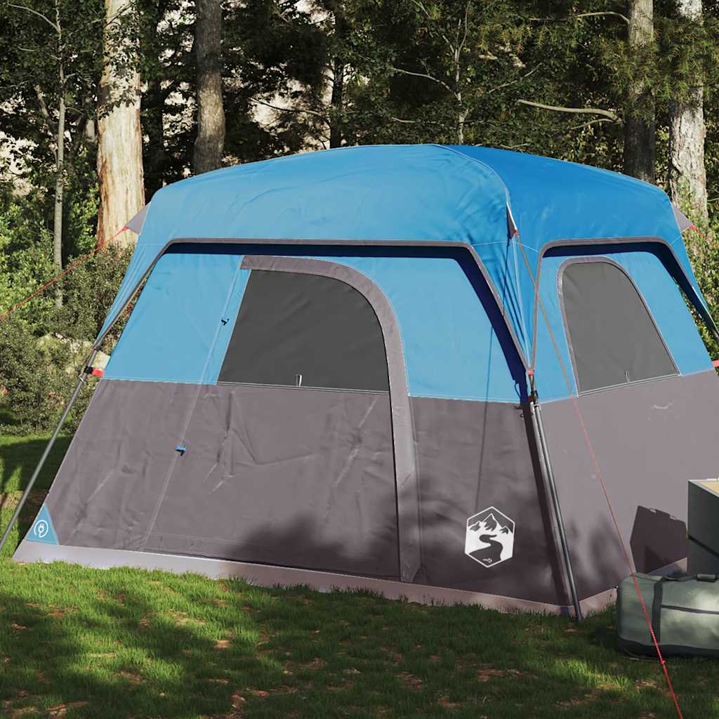 Campingzelt 4 Personen Blau Wasserdicht