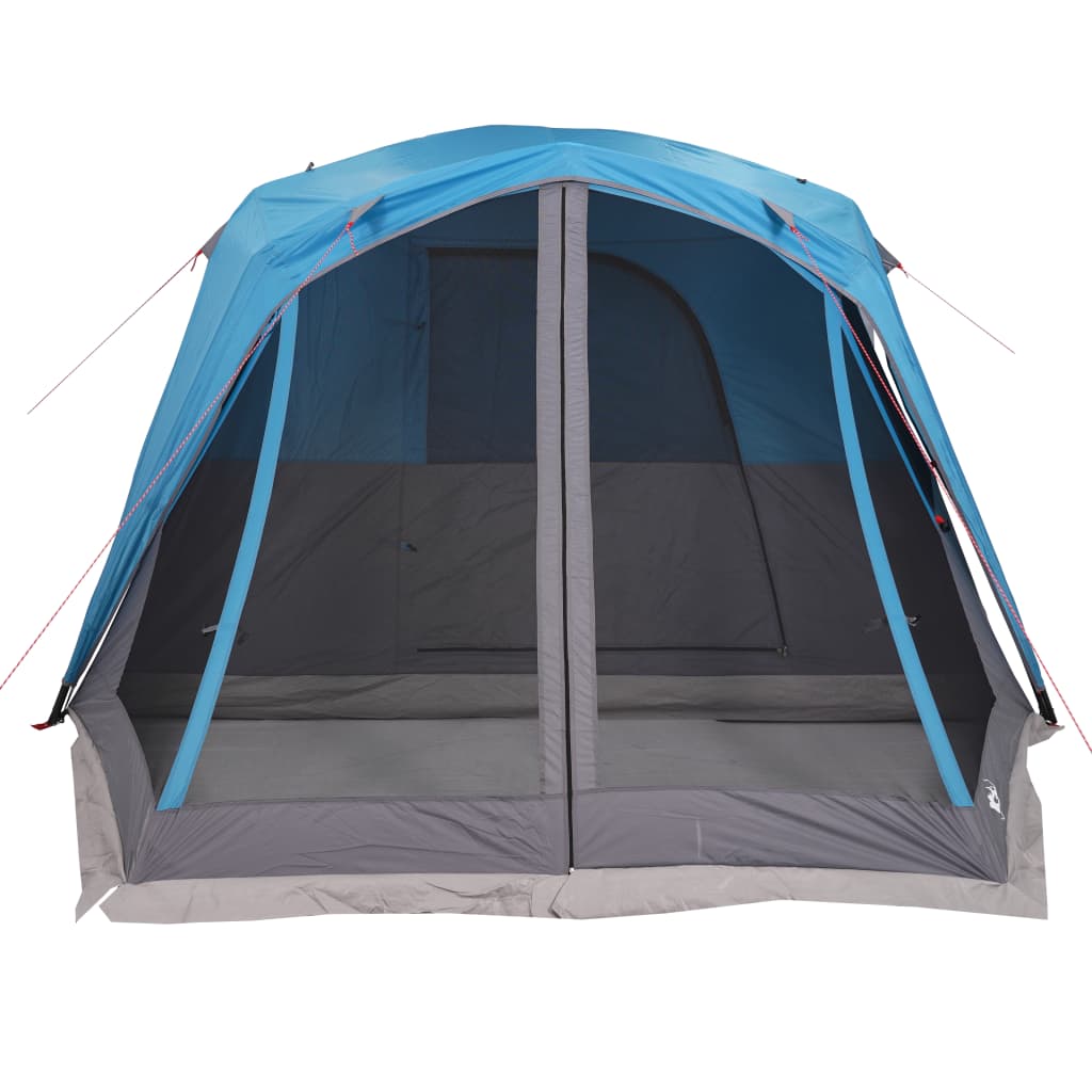 Tente familiale avec auvent 6 personnes bleue imperméable