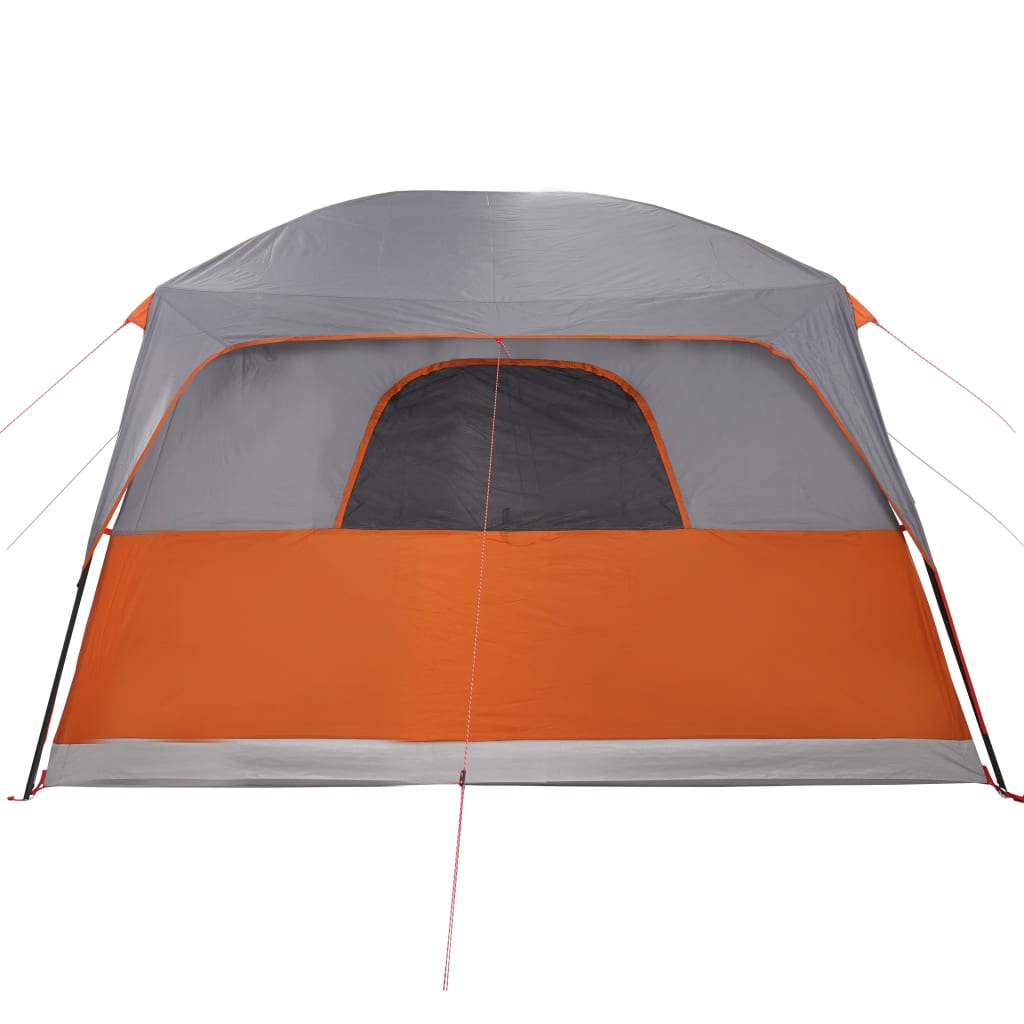 Tente familiale avec auvent 6 personnes gris et orange imperméable