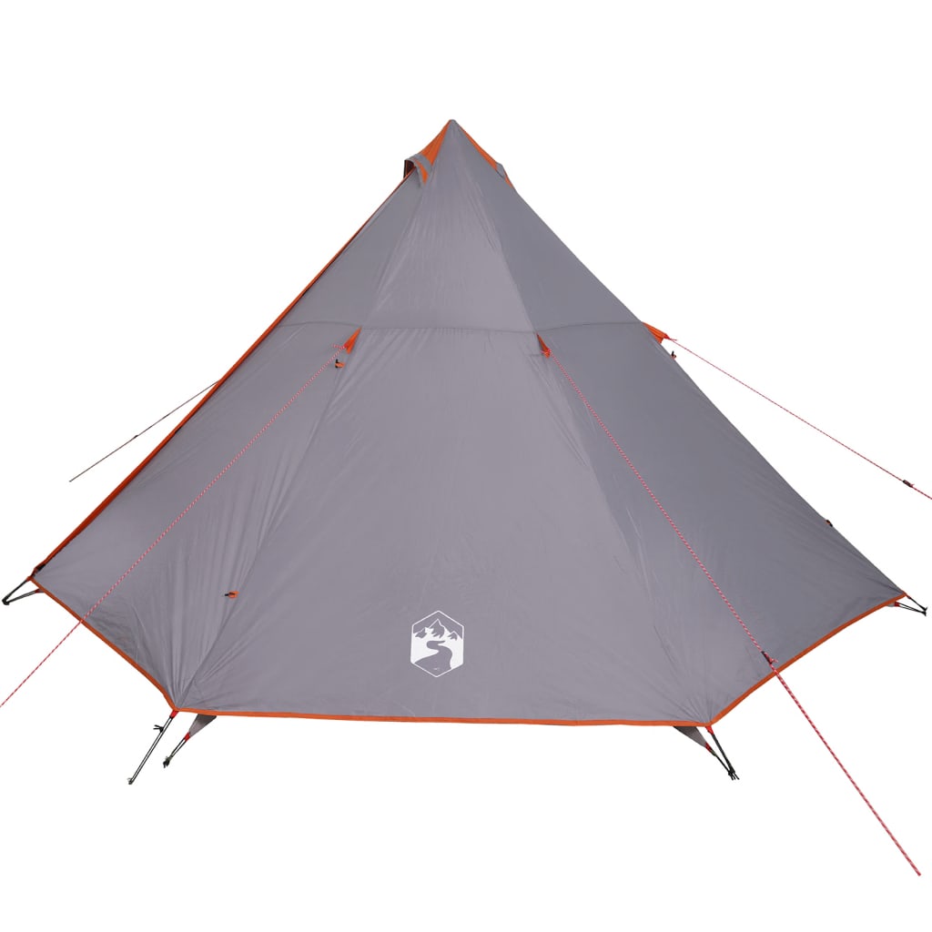 Tente Tipi Familiale 8 Personnes Gris et Orange Etanche