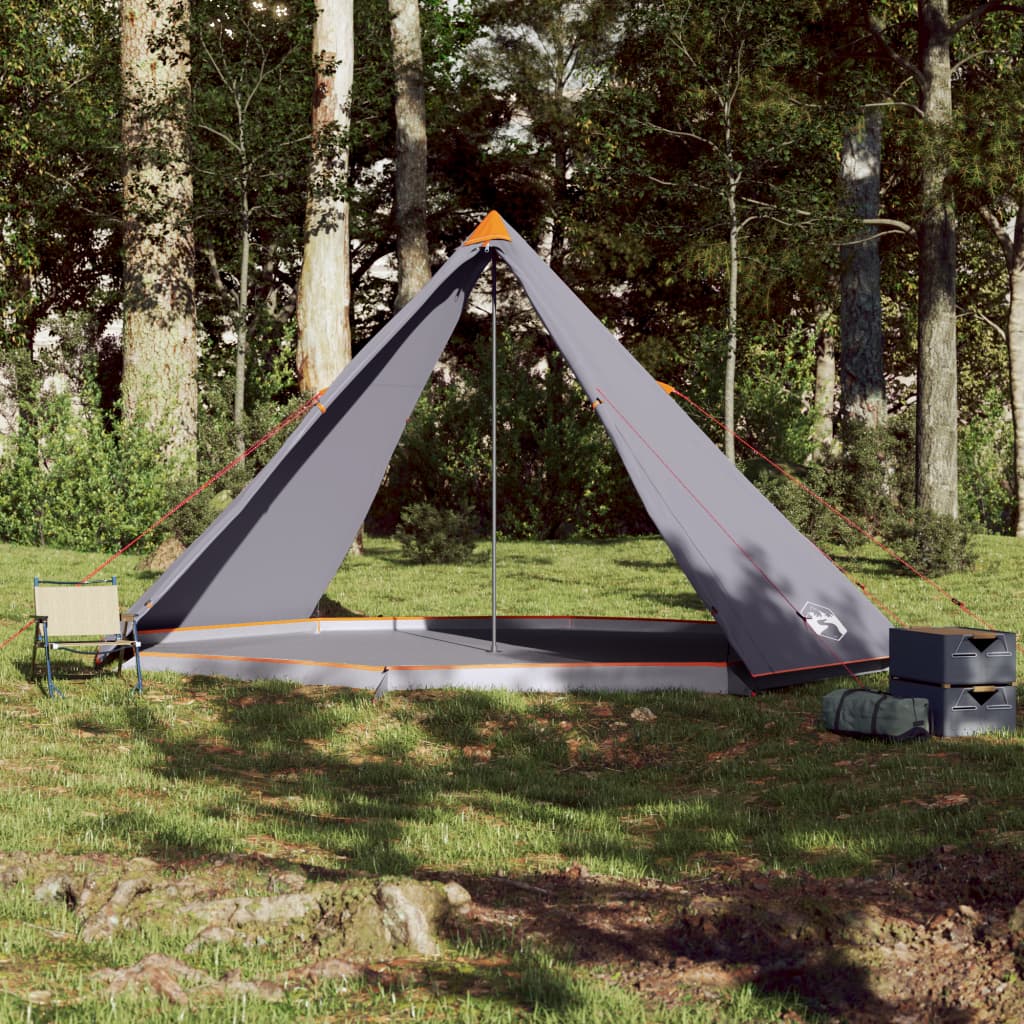 Tente Tipi Familiale 8 Personnes Gris et Orange Etanche