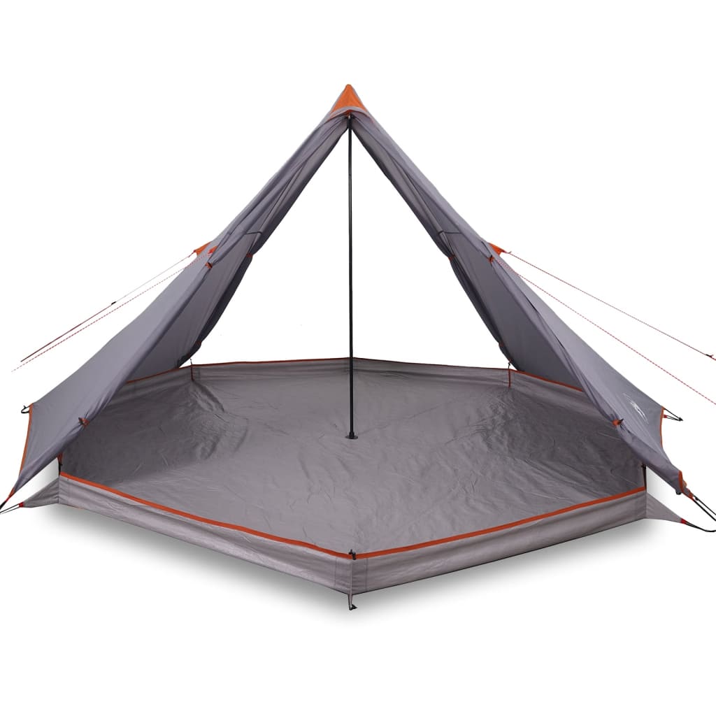 Tente Tipi Familiale 8 Personnes Gris et Orange Etanche