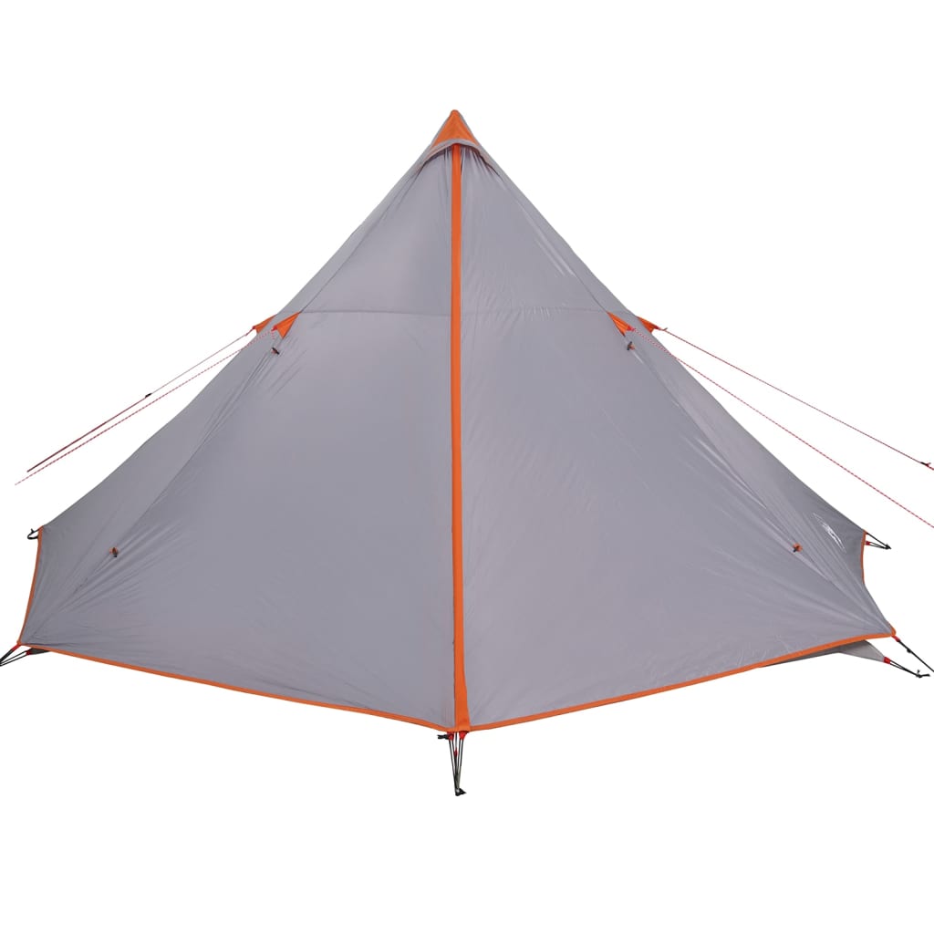 Tente Tipi Familiale 8 Personnes Gris et Orange Etanche