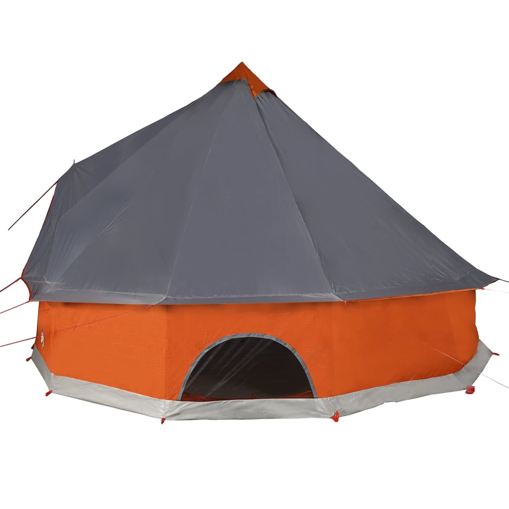 Tente Tipi Familiale 12 Personnes Grise et Orange Etanche