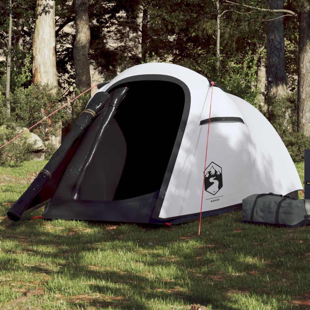 Tente de camping tunnel 2 personnes blanc foncé imperméable