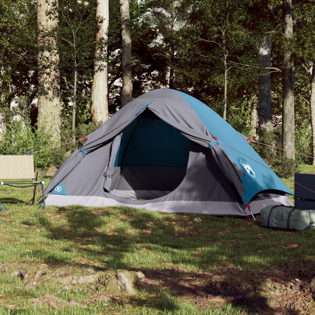 Tente de camping dôme 2 personnes bleue imperméable