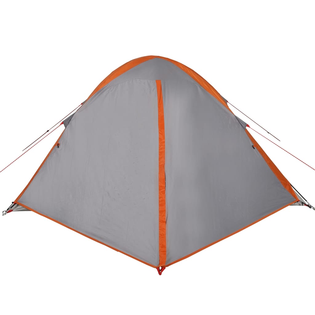 Tente de camping dôme 4 personnes gris et orange étanche