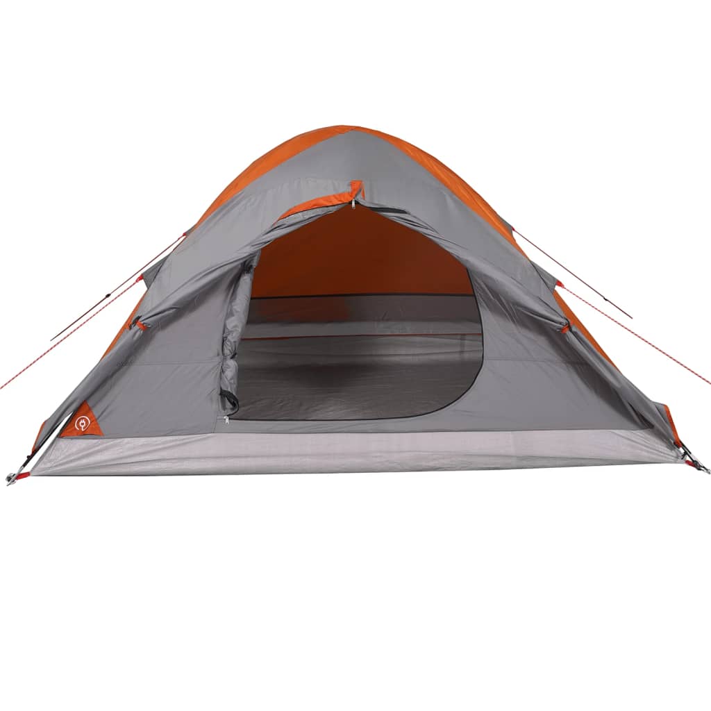 Tente de camping dôme 4 personnes gris et orange étanche