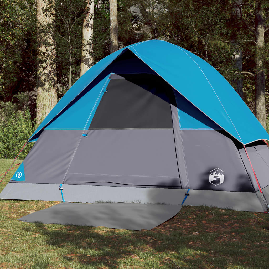 Tente de camping dôme 3 personnes bleue imperméable