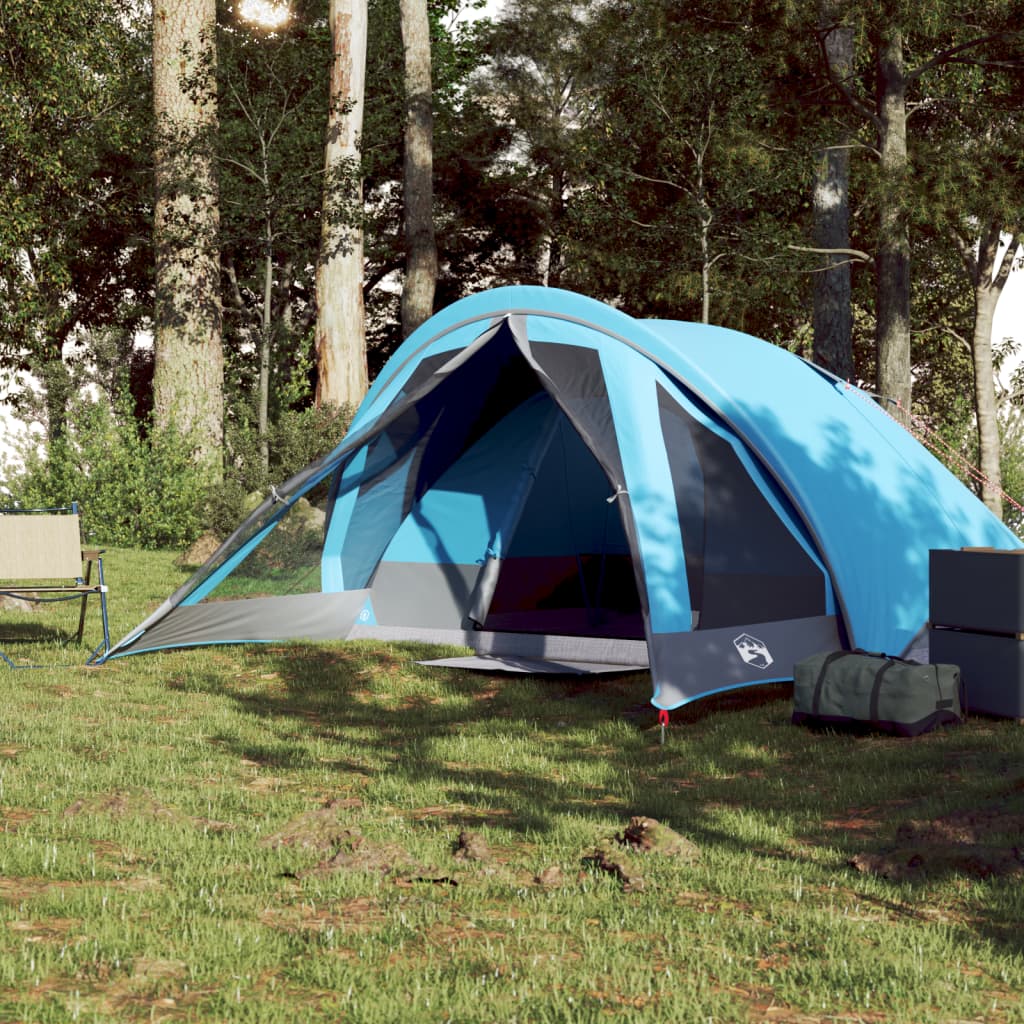 Tente de camping 4 personnes bleue imperméable