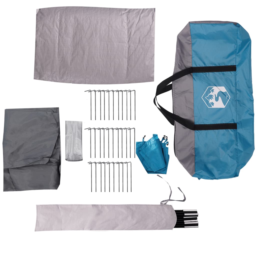 Tente de camping 4 personnes bleue imperméable