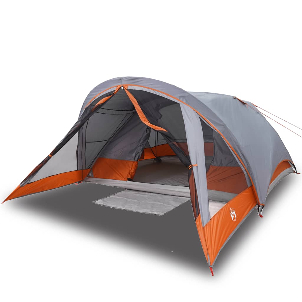 Tente de camping 4 personnes grise et orange imperméable