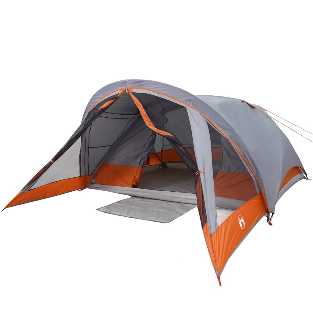 Tente de camping 4 personnes grise et orange imperméable