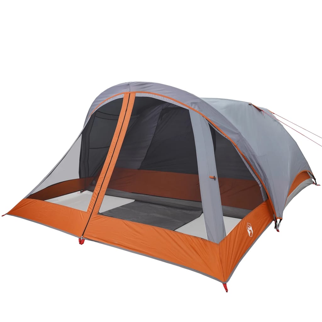 Tente de camping 4 personnes grise et orange imperméable