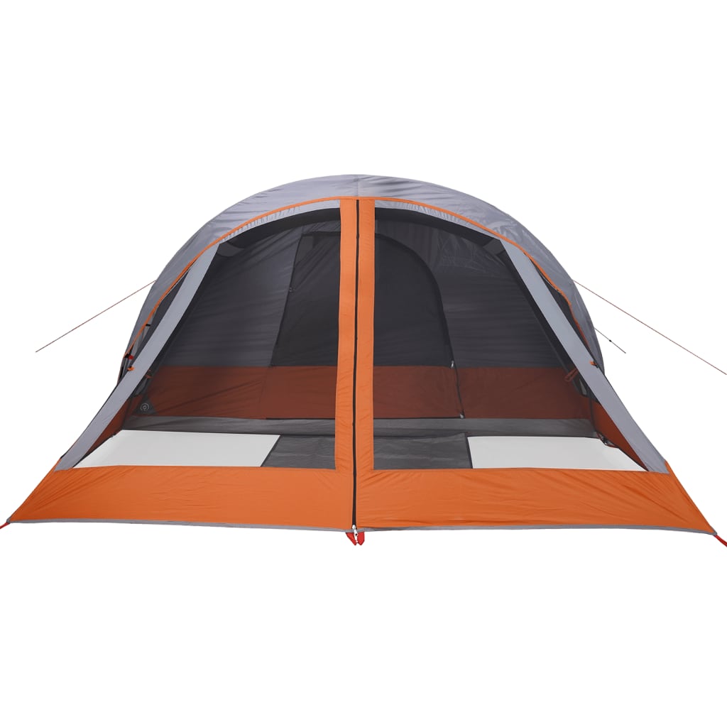 Tente de camping 4 personnes grise et orange imperméable