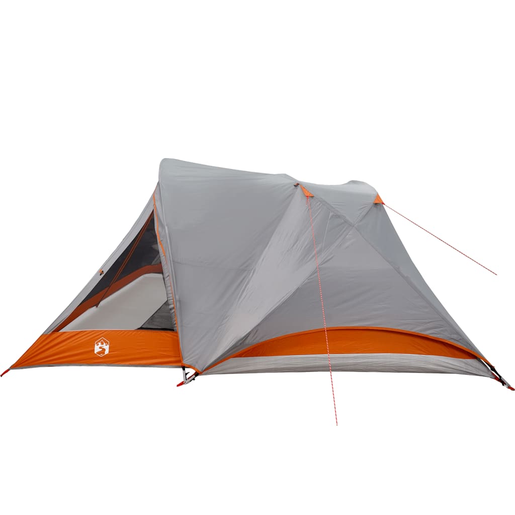 Tente de camping 4 personnes grise et orange imperméable