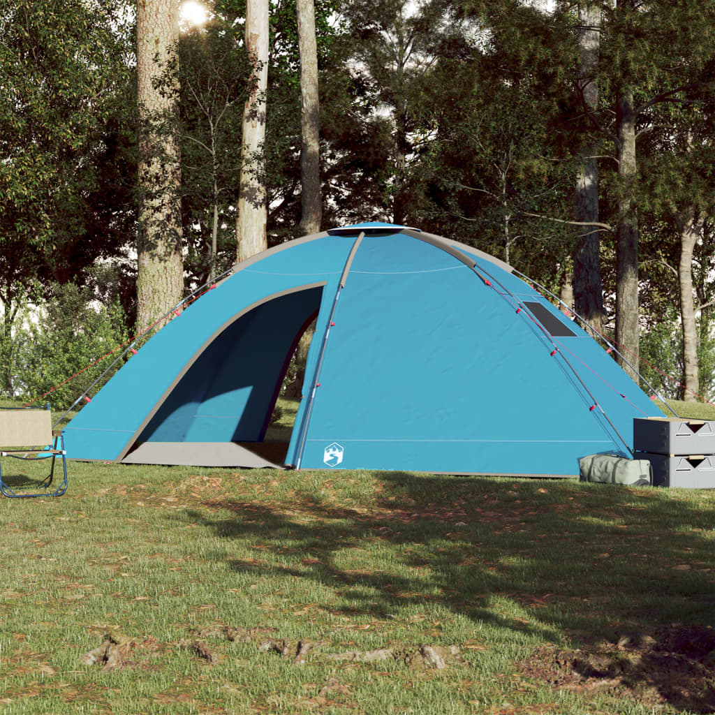 Tente de camping 8 personnes bleue imperméable