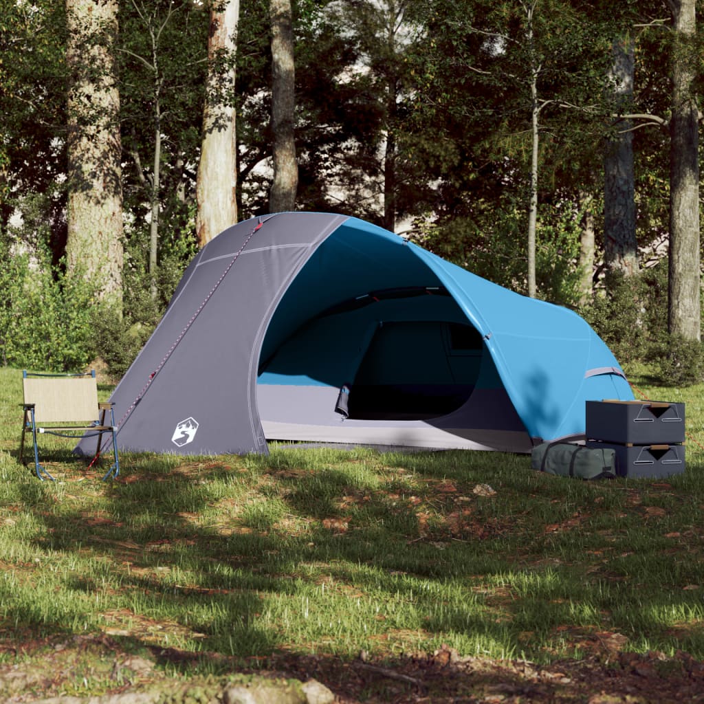 Tente de camping dôme 4 personnes bleue imperméable