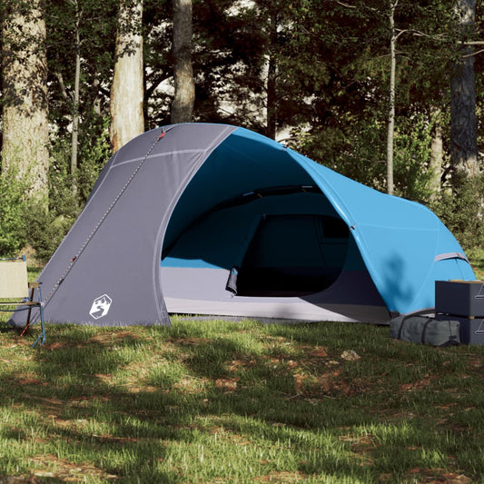 Tente de camping dôme 4 personnes bleue imperméable