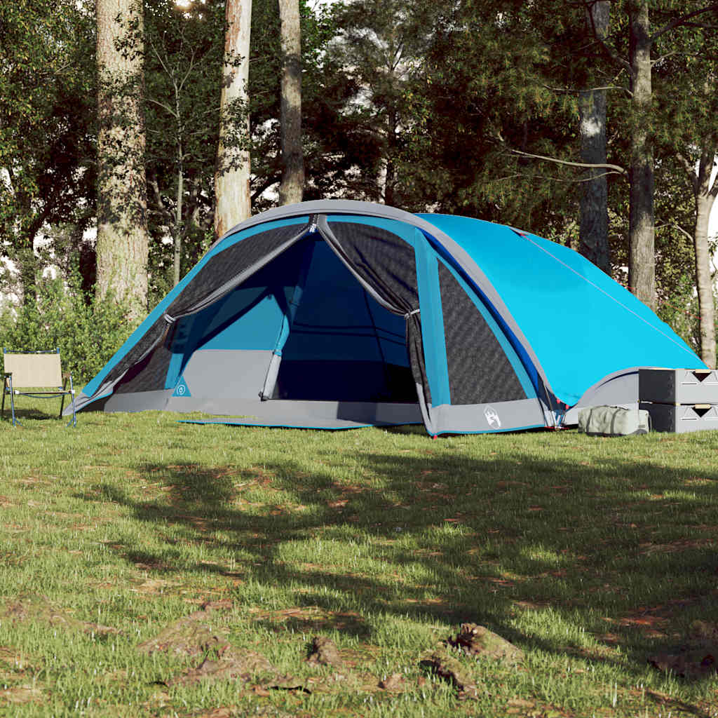 Tente familiale pour 6 personnes bleue imperméable