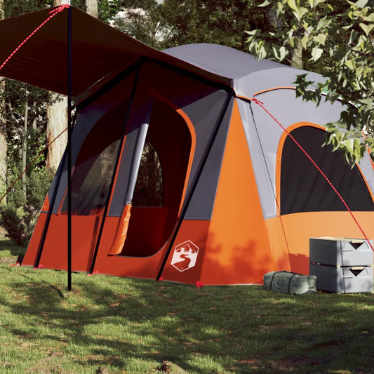 Tente de camping 5 personnes grise et orange imperméable