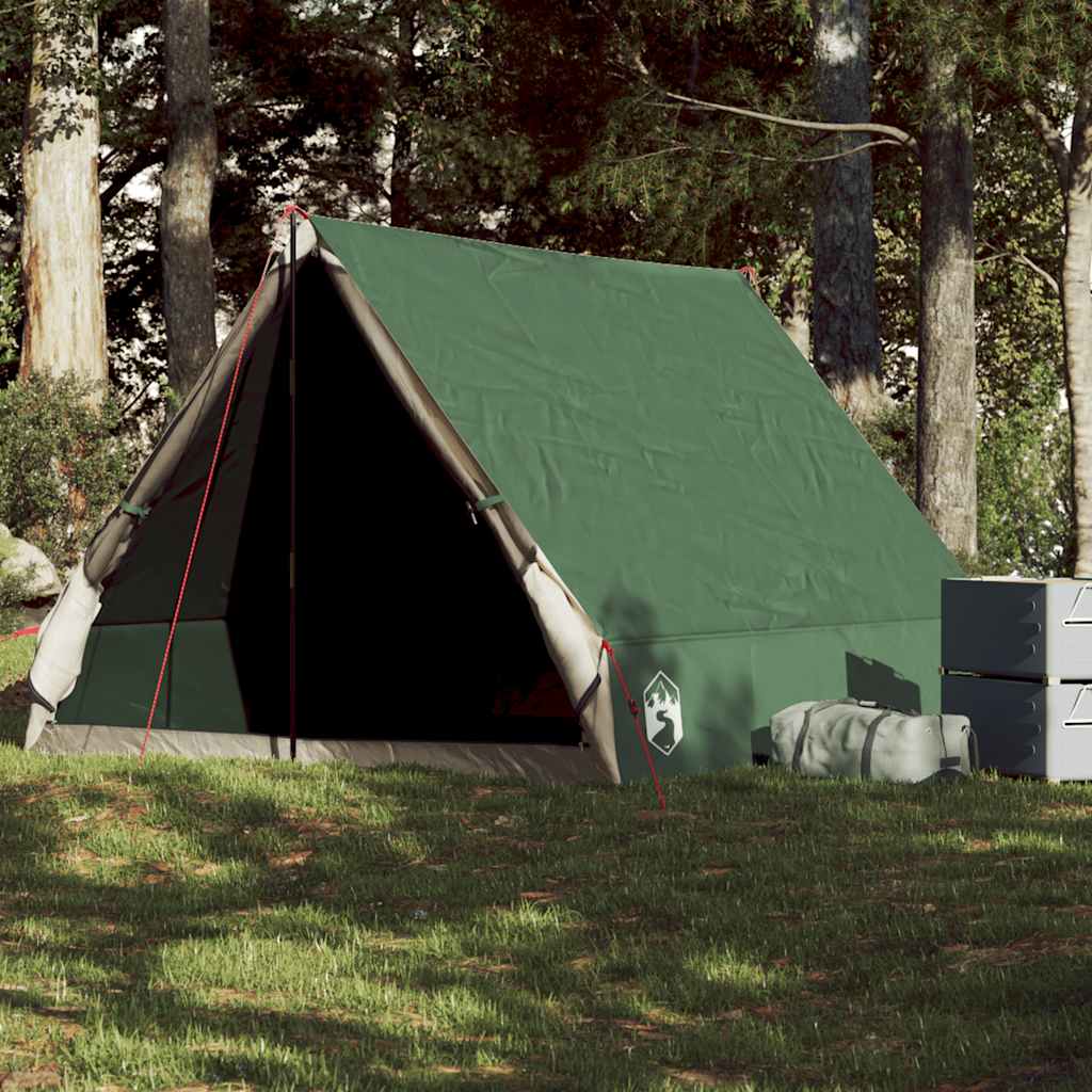 Tente cale de camping 2 personnes verte imperméable