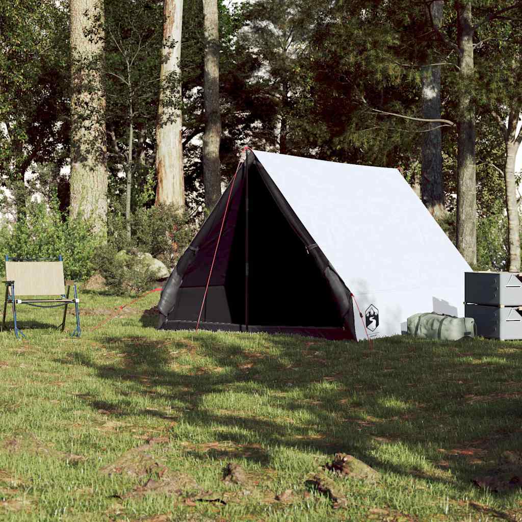 Tente de camping compensée pour 2 personnes, blanche, occultante, étanche