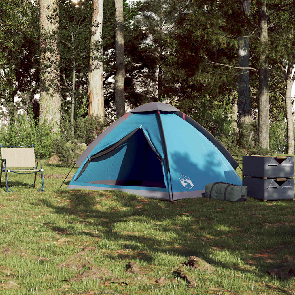 Tente de camping dôme 2 personnes bleue imperméable