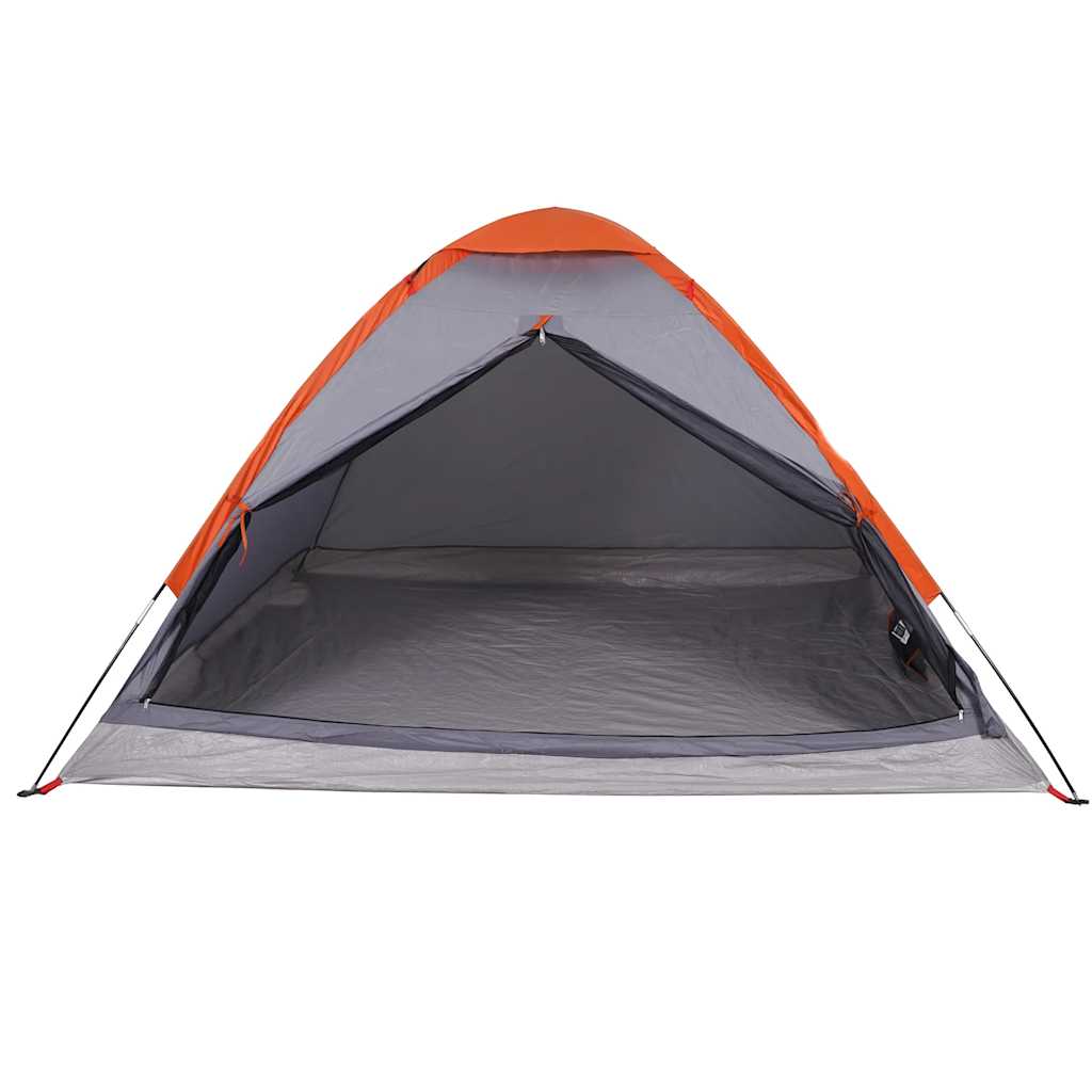 Tente de camping dôme 4 personnes gris et orange étanche