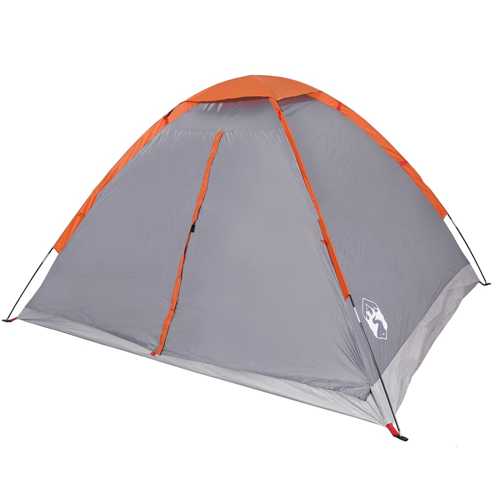 Tente de camping dôme 4 personnes gris et orange étanche