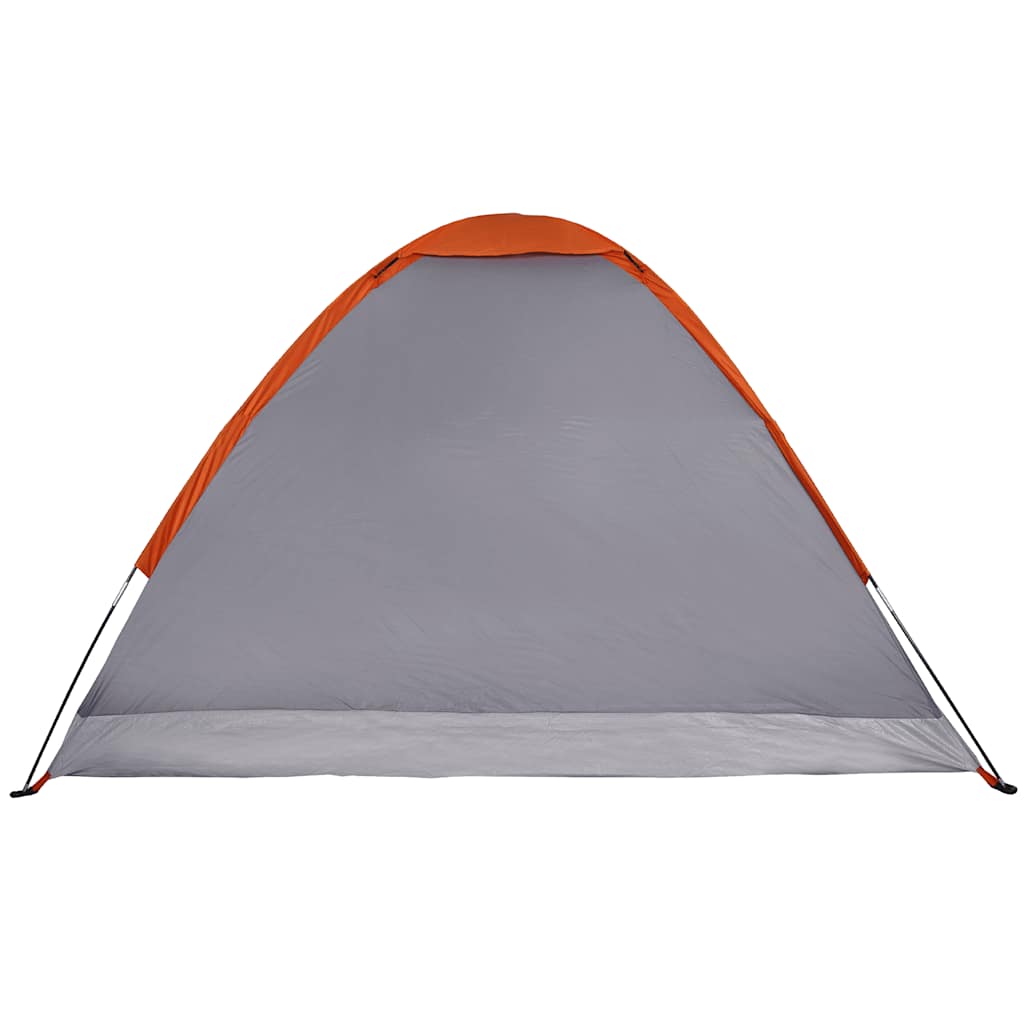 Tente de camping dôme 4 personnes gris et orange étanche