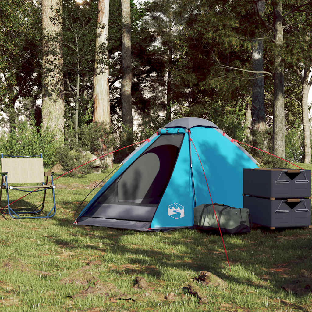 Tente de camping dôme 2 personnes bleue imperméable