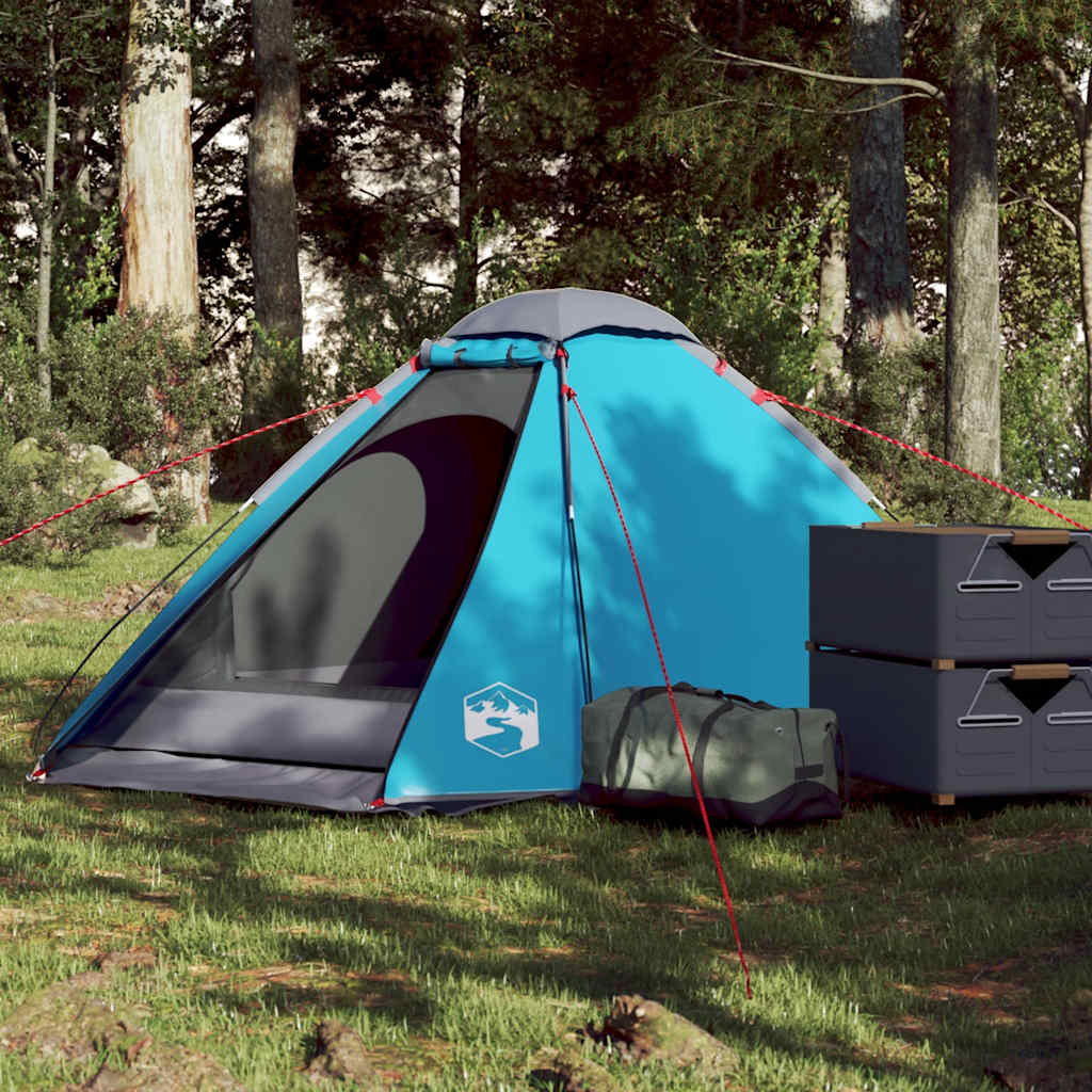 Tente de camping dôme 2 personnes bleue imperméable