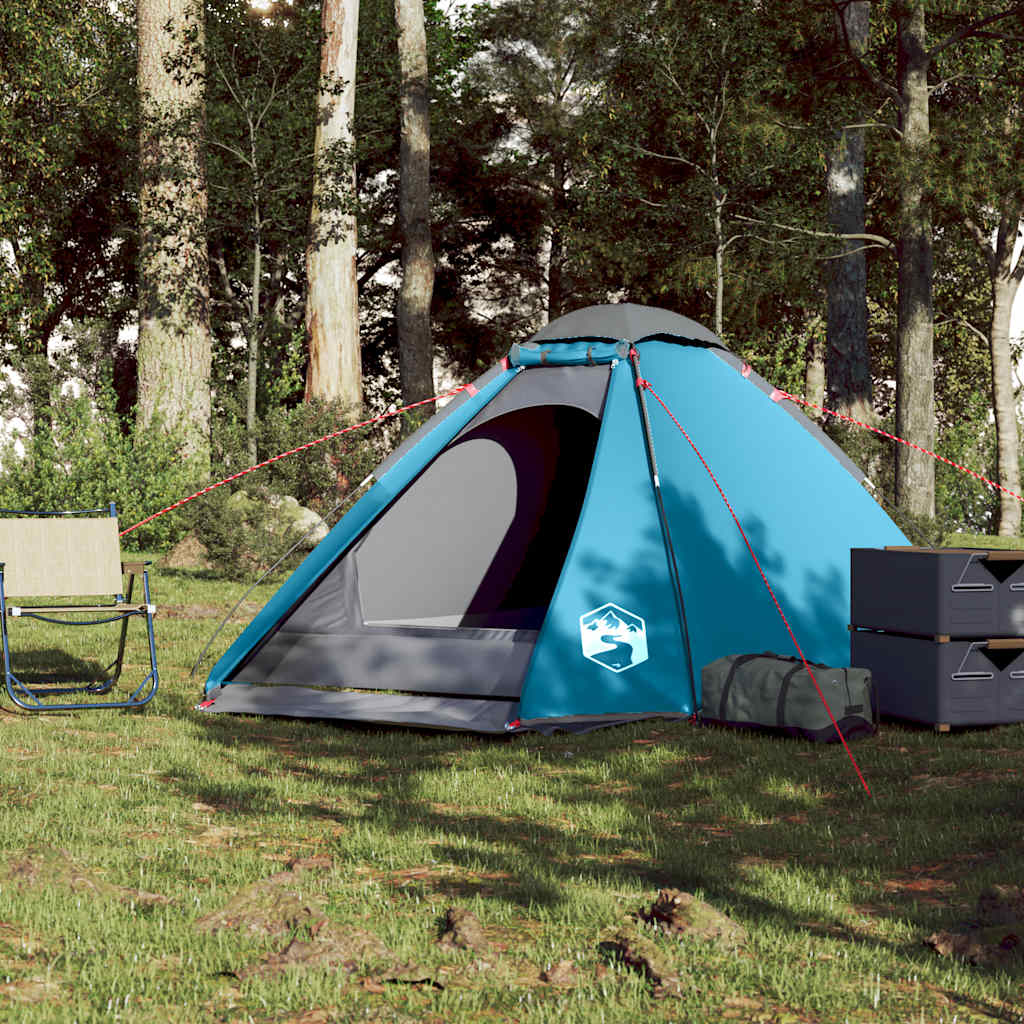 Tente de camping dôme 4 personnes bleue imperméable