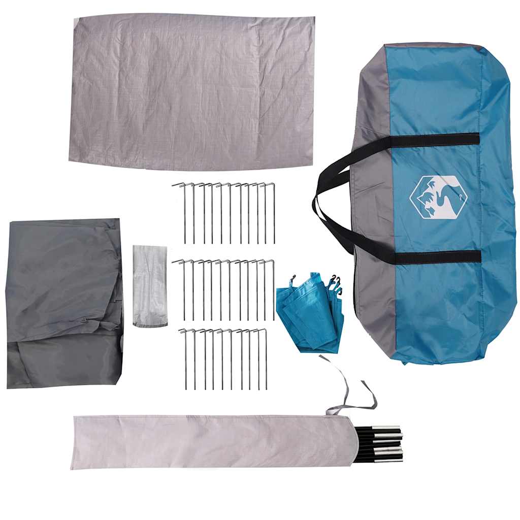 Tente de camping dôme 4 personnes bleue imperméable