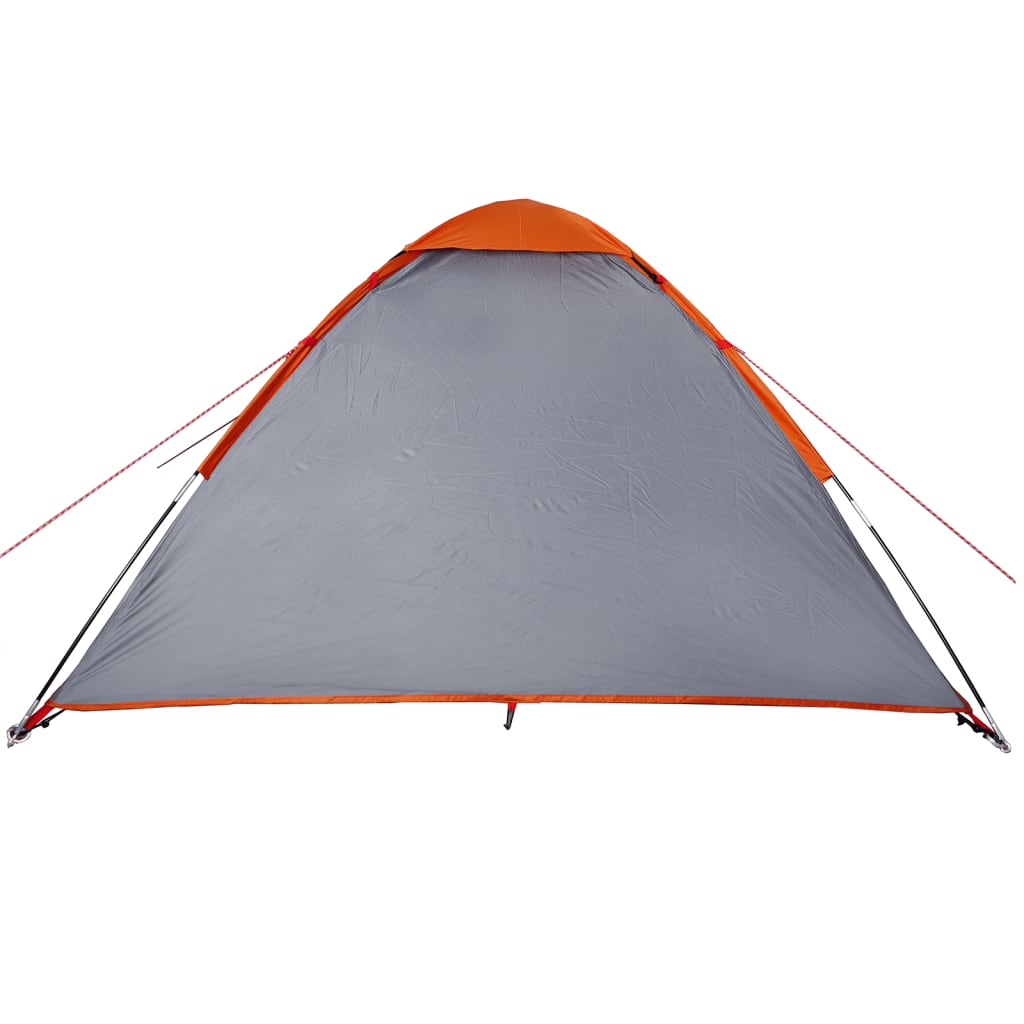 Tente de camping dôme 4 personnes gris et orange étanche