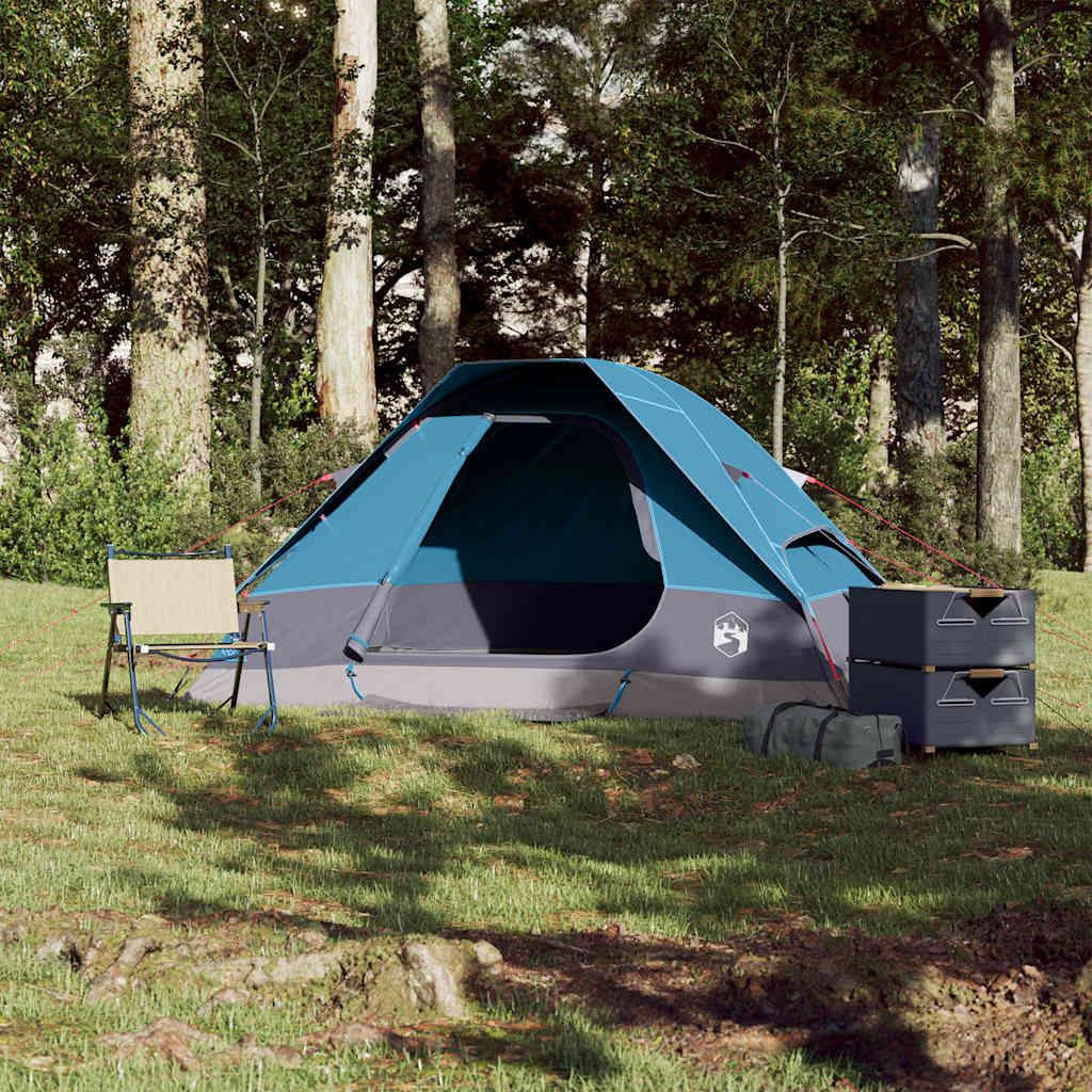 Tente de camping dôme 2 personnes bleue imperméable