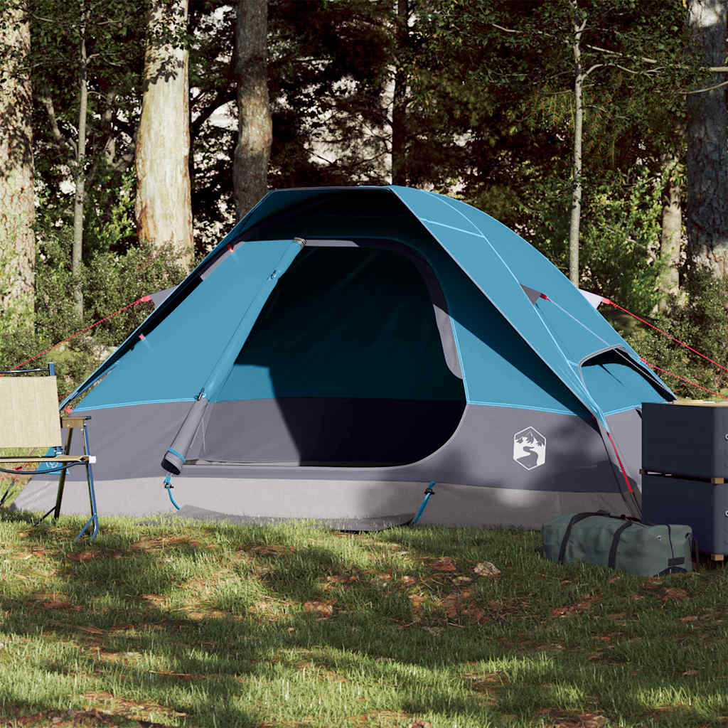 Tente de camping dôme 2 personnes bleue imperméable